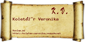 Koletár Veronika névjegykártya